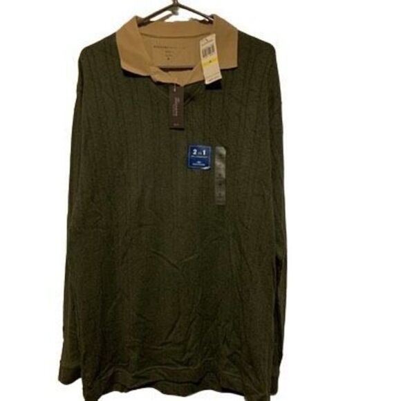 Dockers Premium 2 In 1 Size Medium Green Long Sleeved Shirt *New* - Picture 1 of 6